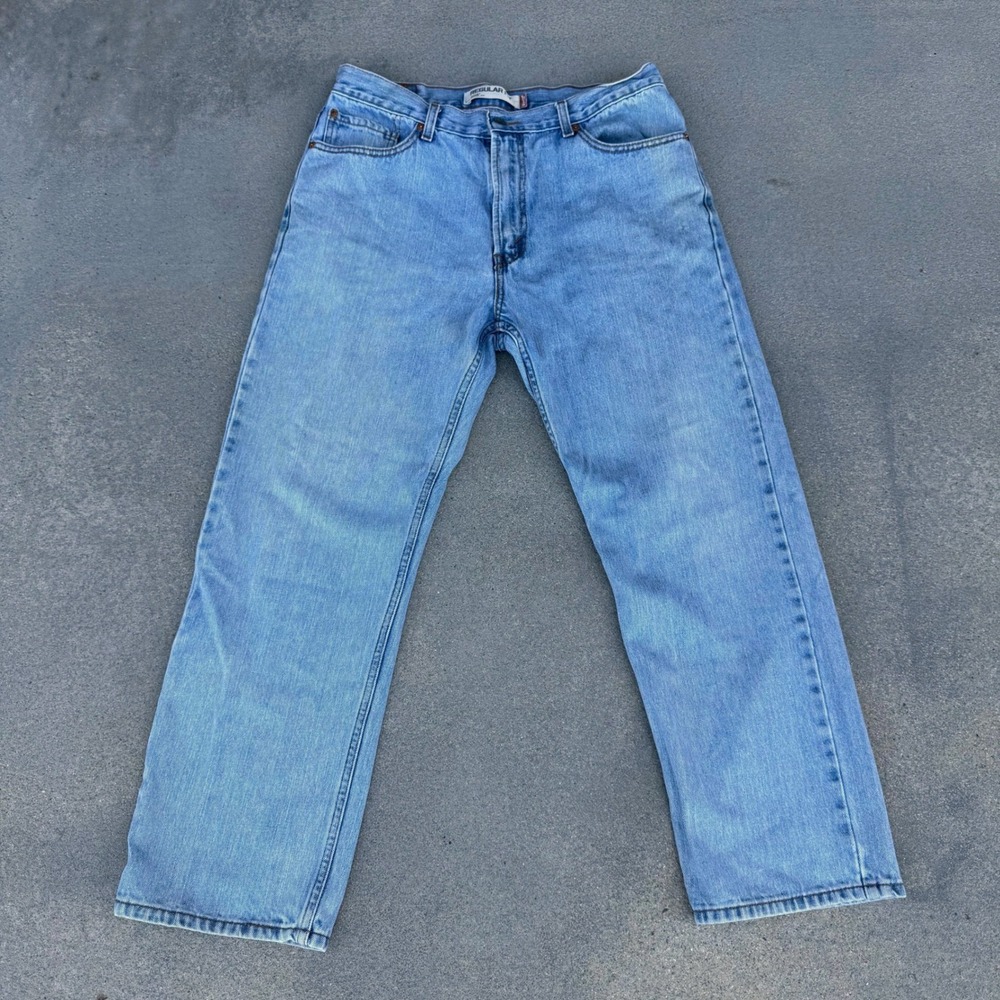 Levi's 505 Regular Fit Jeans Men 36x30 Light Wash Blue Denim Straight Leg Pants